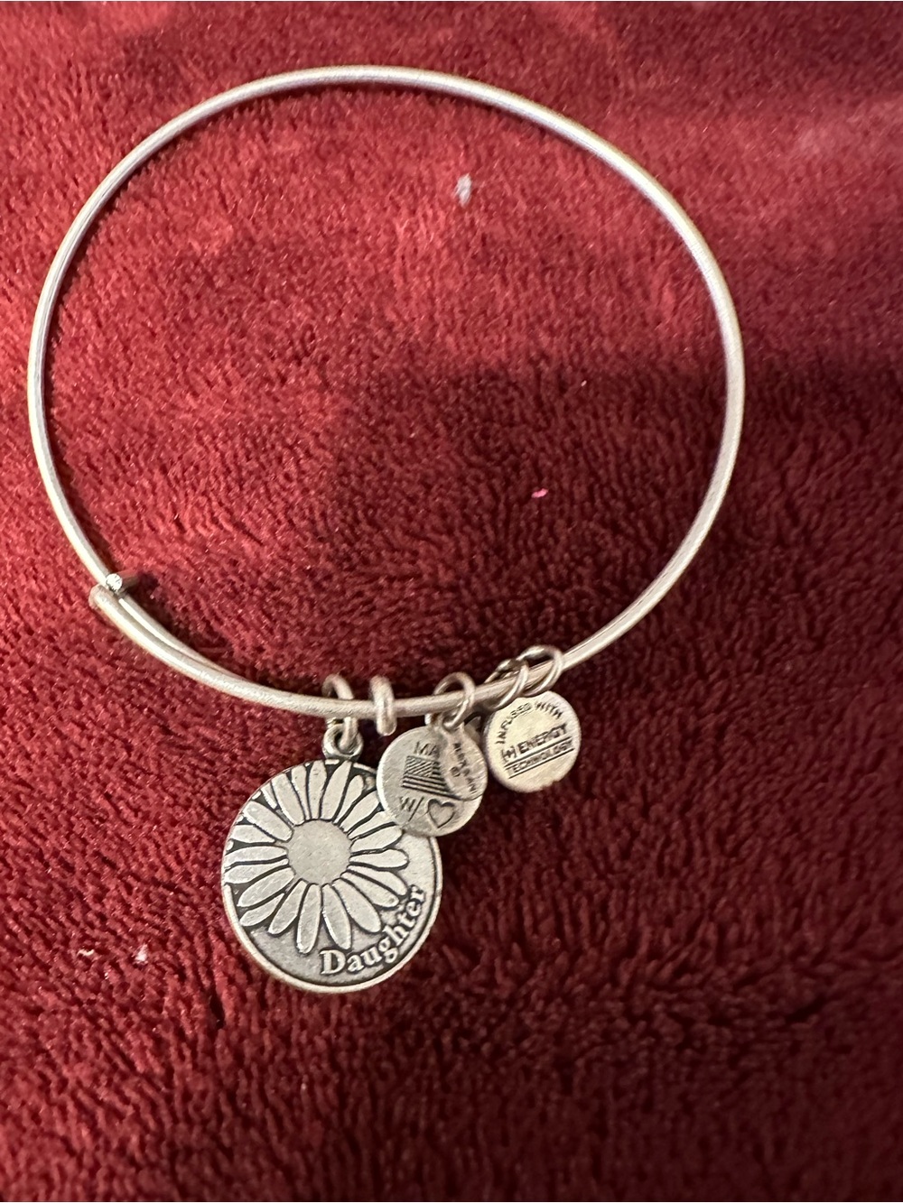Alex and Ani Silver Daughter Sunflower Charm Bangle